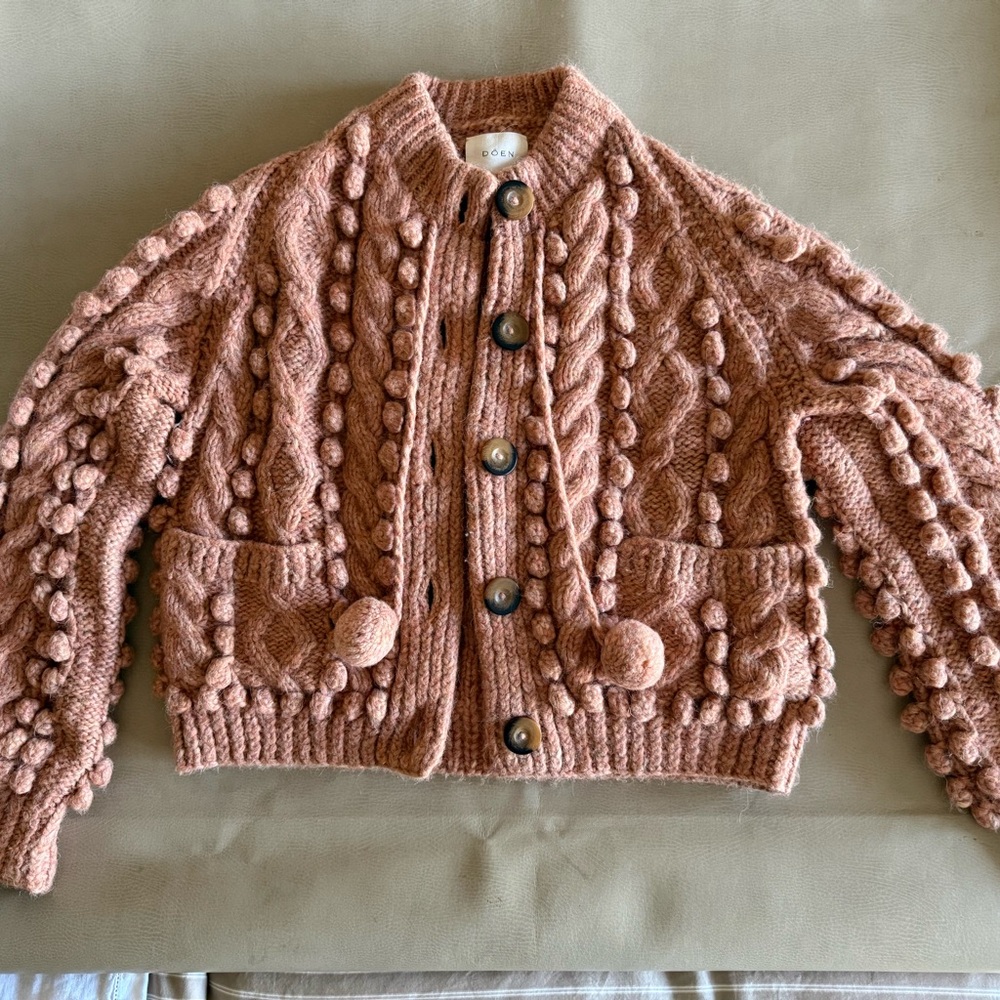 Doên Pomme Cardigan Ember Baby Alpaca Hand Knit Sweater M